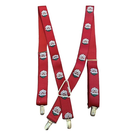 Christmas Holiday Party Red Santa Suspenders West Germany - Picture 2 of 4